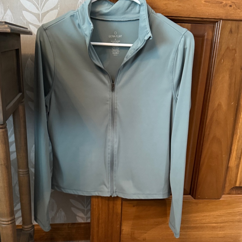 Beautiful Sage Green Full Zip Athletic Jacket by Ultra Flirt